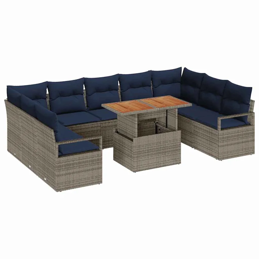 Ensemble de canapé de jardin 10 pc 9-Nombre de places - 2