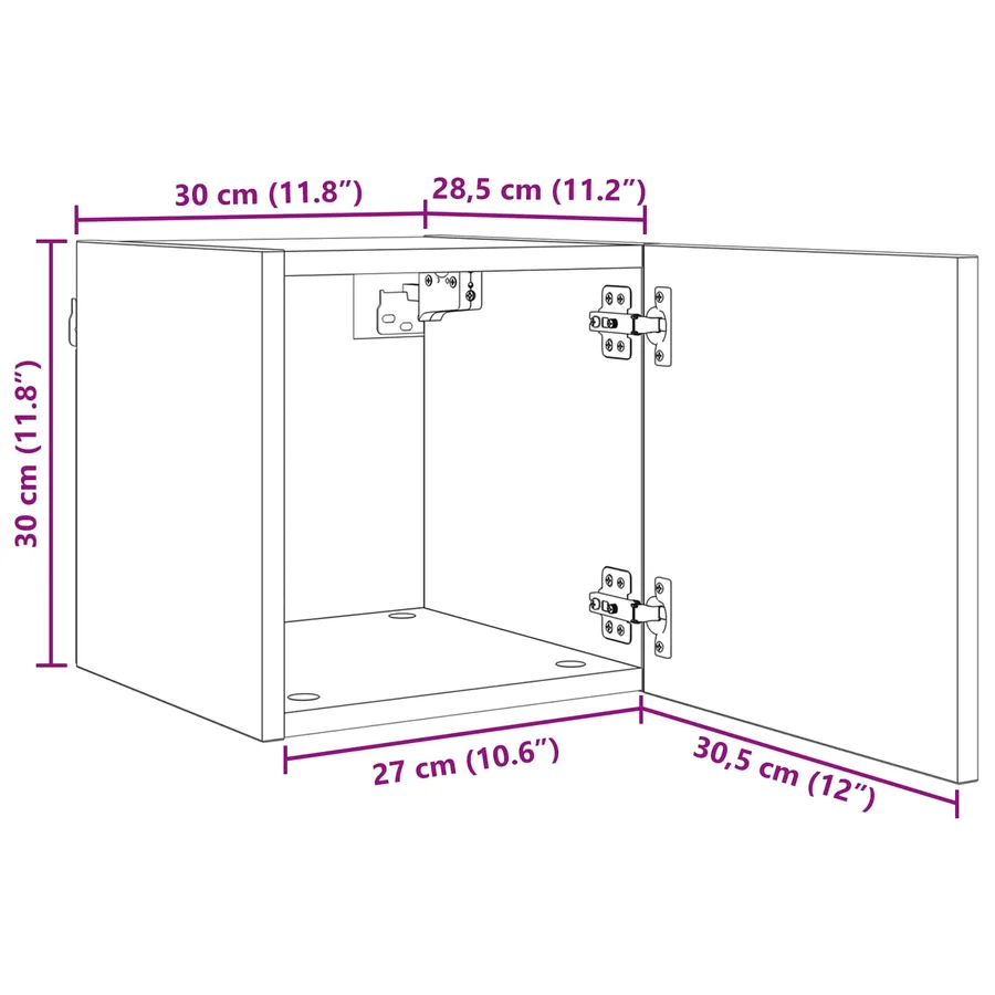 Meuble TV mural 4 pcs Chêne noir 30,5 x 30 x 30 cm - 8