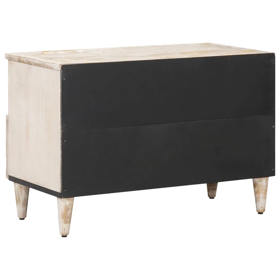 Meuble TV Blanc 70 x 33,5 x 46 cm Bois de mangue massif - 5