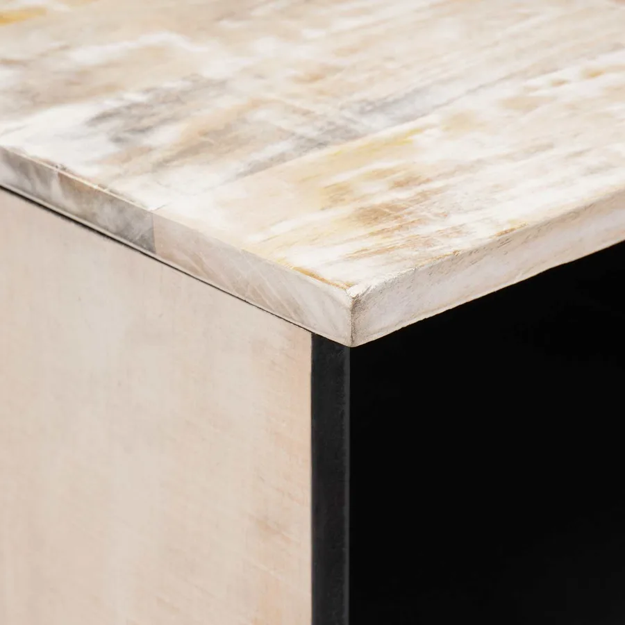 Meuble TV Blanc 70 x 33,5 x 46 cm Bois de mangue massif - 6