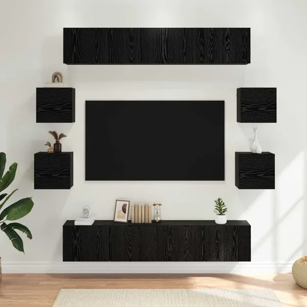 Ensemble meuble TV 8 pcs 80 x 30 x 30 cm Chêne noir