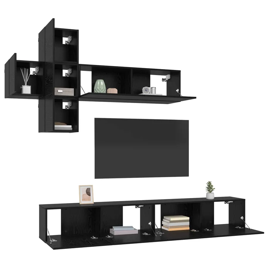 Ensemble meuble TV 7 pcs Chêne noir Bois d'ingénierie - 3