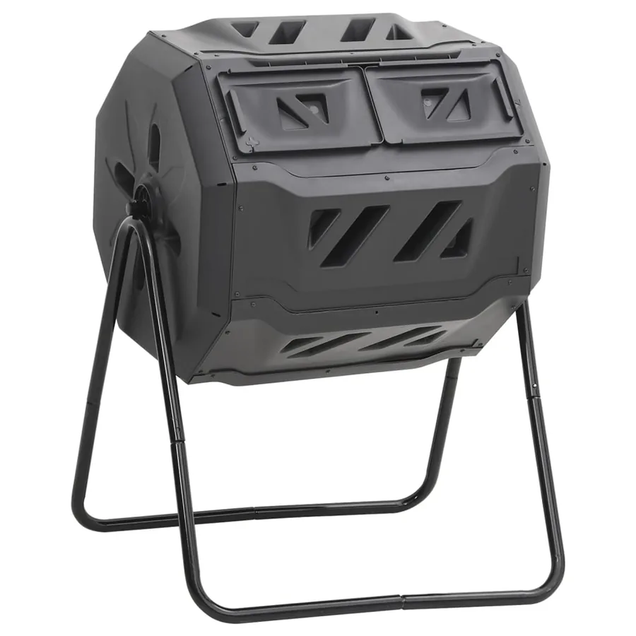 Bac à compost de jardin Noir 73x64x95 cm 160 L