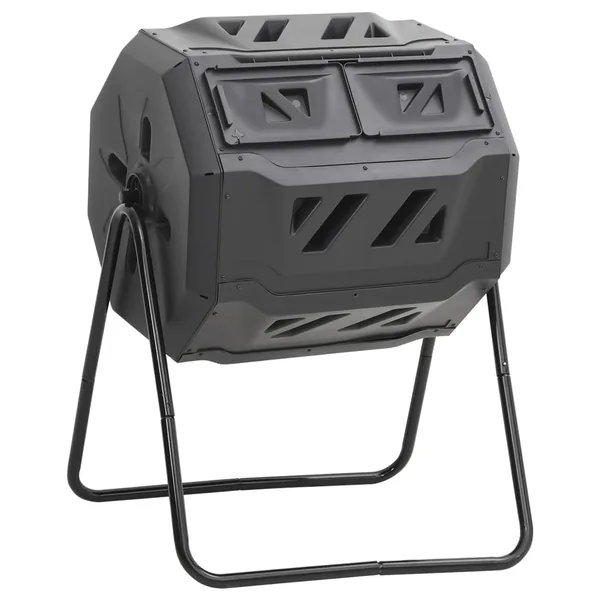 Bac à compost de jardin Noir 73x64x95 cm 160 L