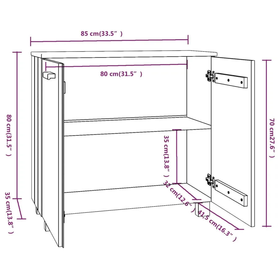 Buffet HAMAR Marron miel 85x35x80 cm Bois massif de pin - 9