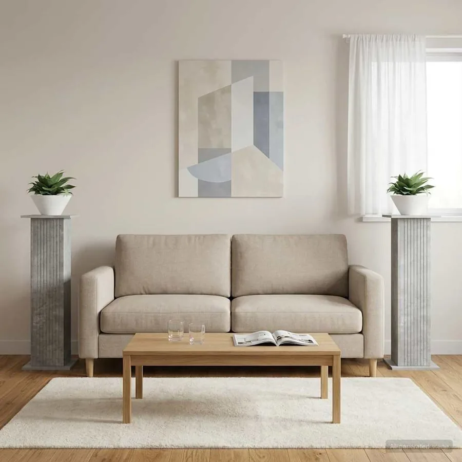 Support de Plante 2 pcs Gris béton 30,5 x 30 x 100,5 cm