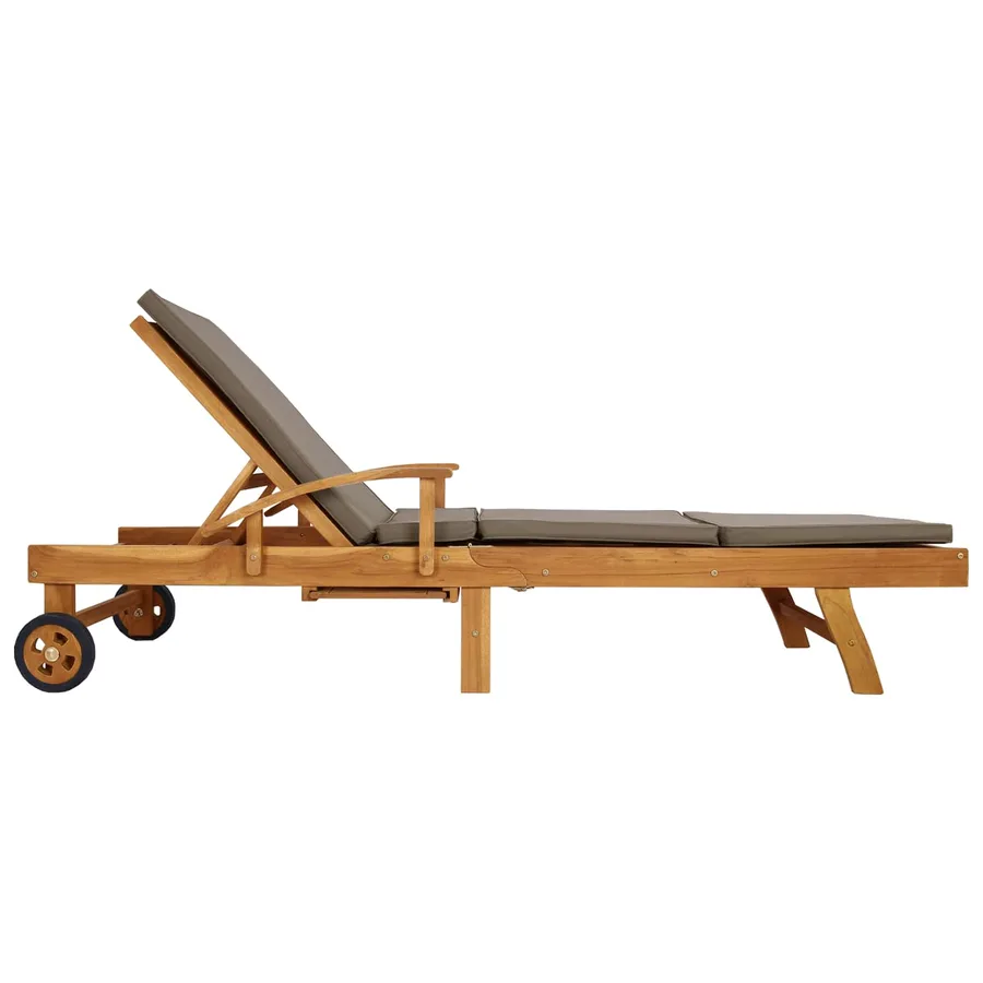 Chaise longue avec coussin 100% Polyester Teck Solide - 5