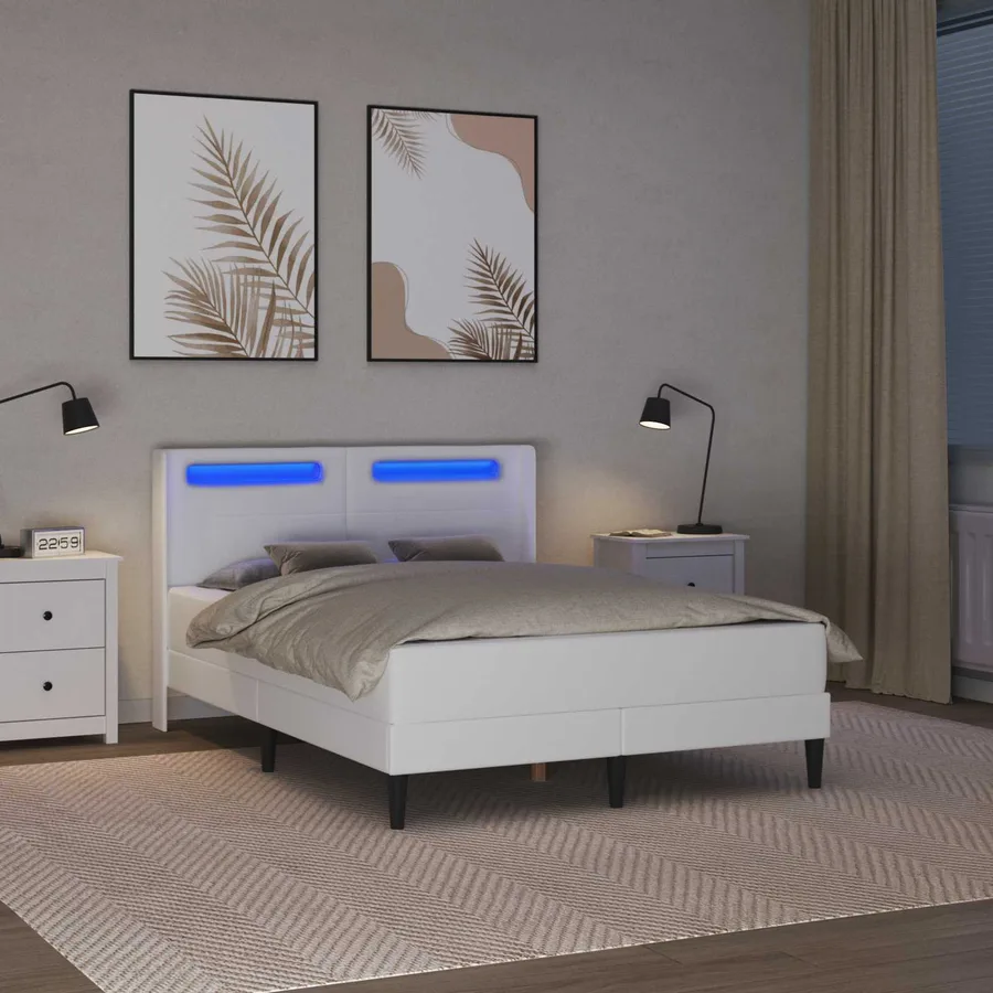 Cadre de lit avec matelas Blanc 140 x 200 cm Simili cuir - 4