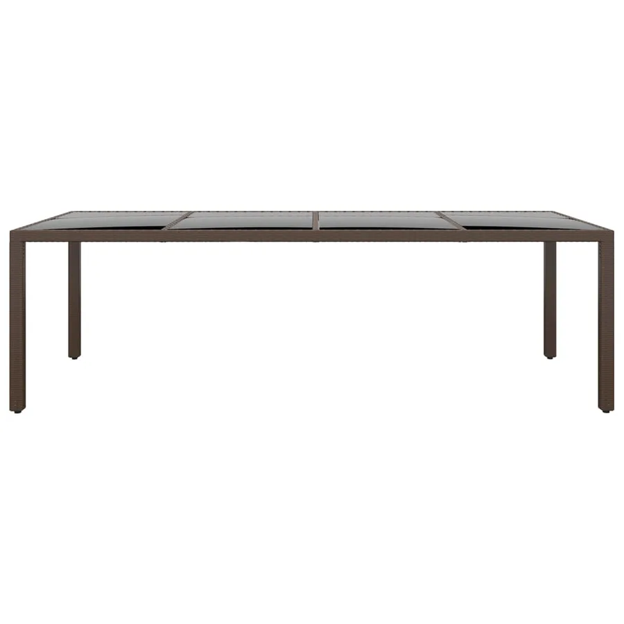 Table de jardin avec dessus en verre marron résine tressée - 2