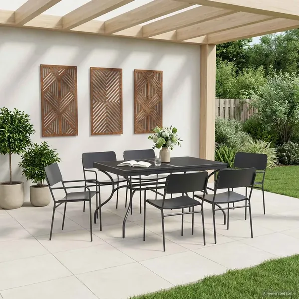 Ensemble de salle à manger pour jardin 7 pcs Anthracite Acier