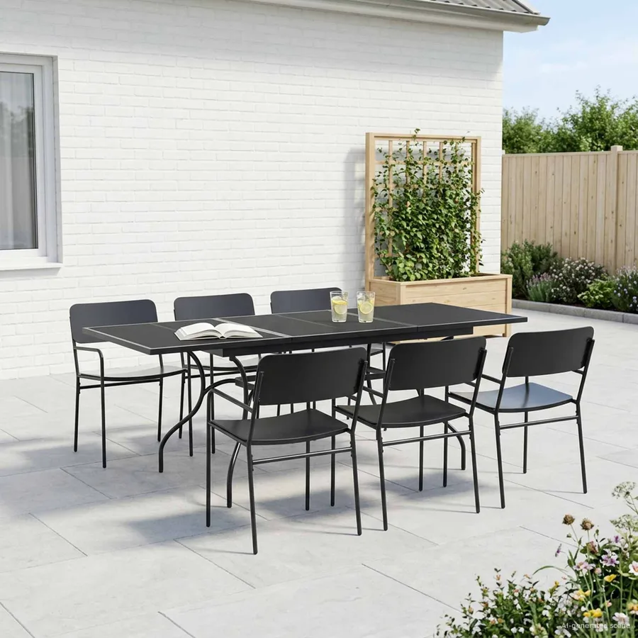 Ensemble de salle à manger pour jardin 7 pcs Anthracite Acier - 3