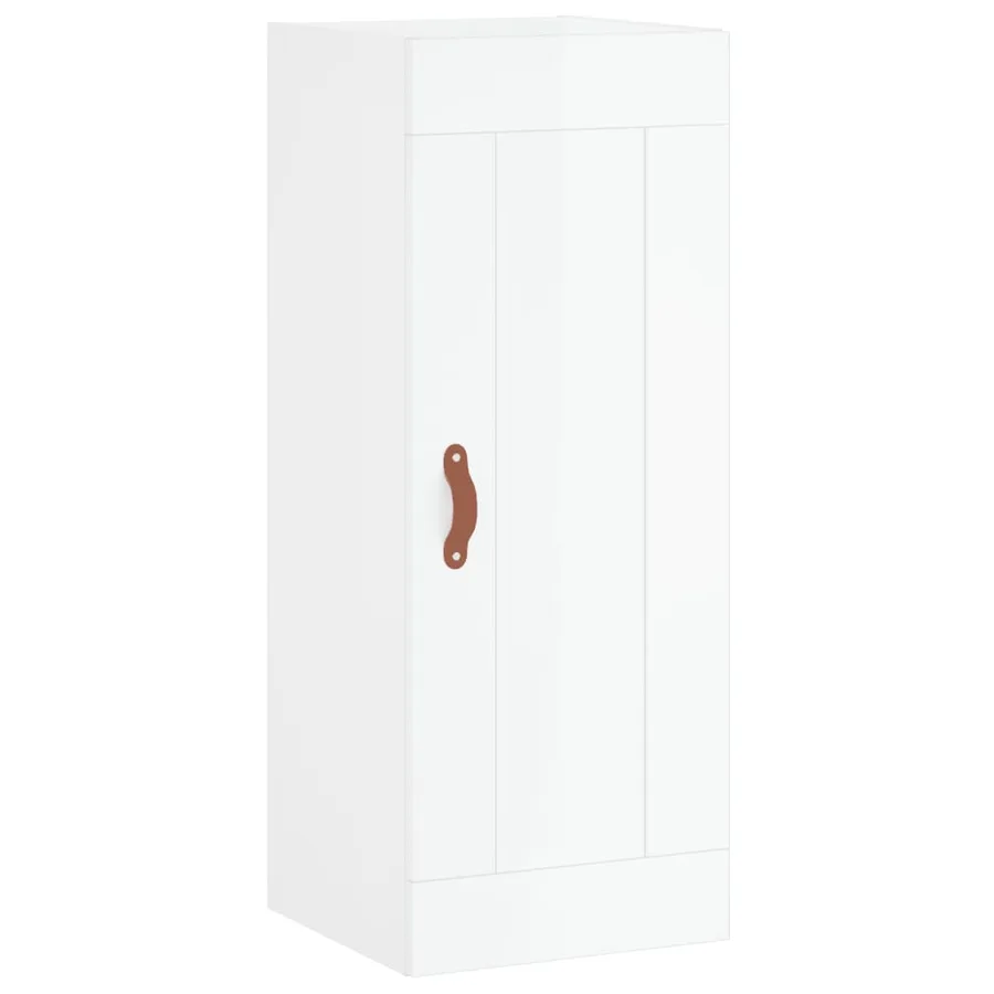 Buffet haut Blanc brillant 34,5x34x180 cm Bois d'ingénierie - 7