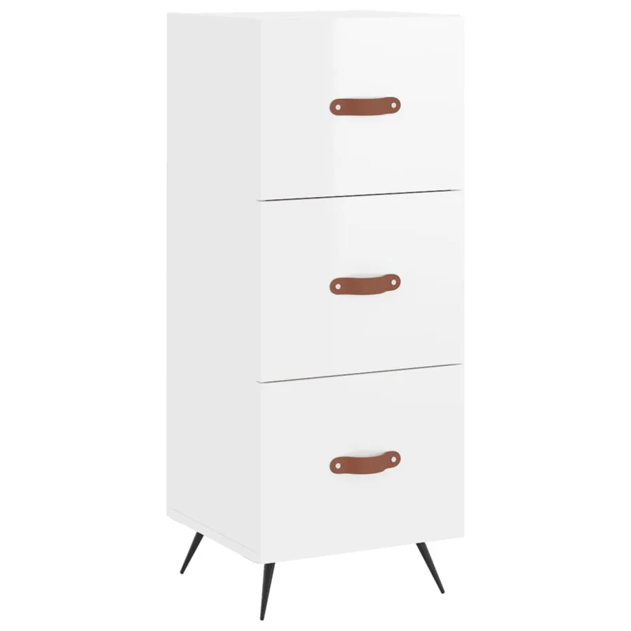 Buffet haut Blanc brillant 34,5x34x180 cm Bois d'ingénierie - 5