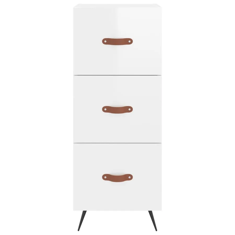 Buffet haut Blanc brillant 34,5x34x180 cm Bois d'ingénierie - 6