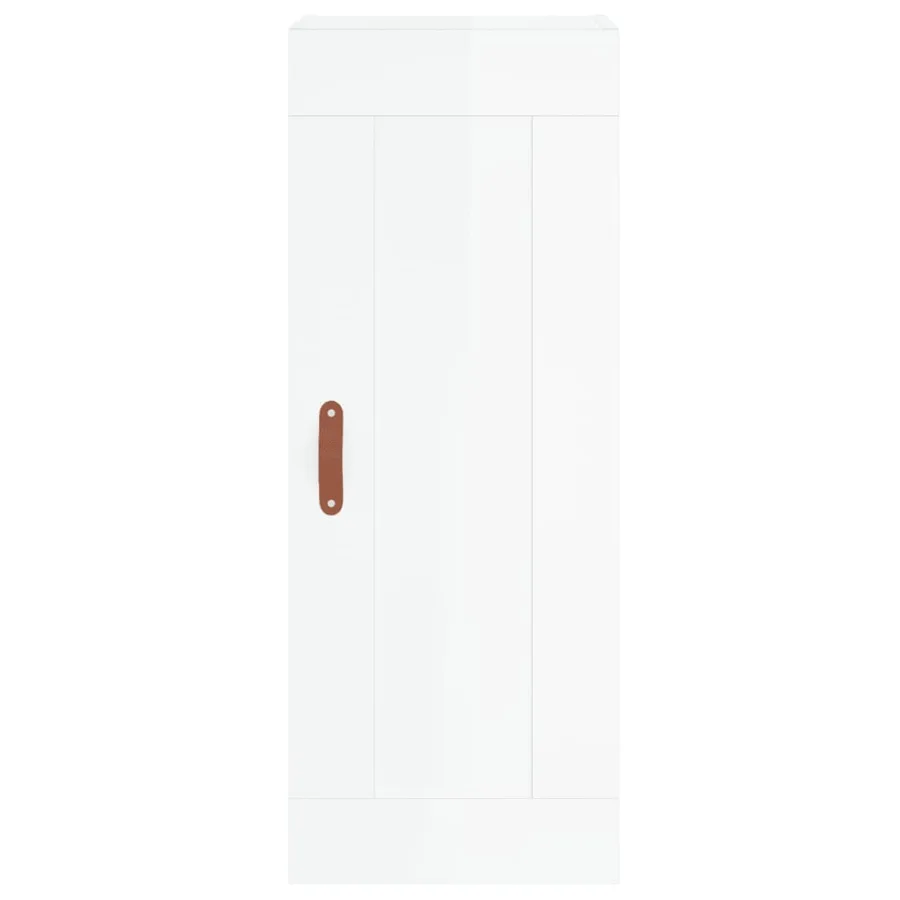 Buffet haut Blanc brillant 34,5x34x180 cm Bois d'ingénierie - 7