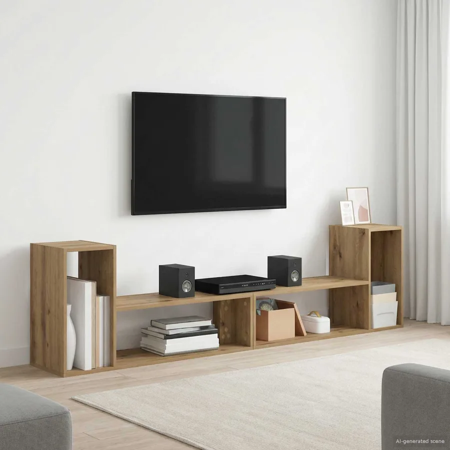 Meuble TV 100 x 30 x 50 cm Chêne artisanal Bois d'ingénierie - 4