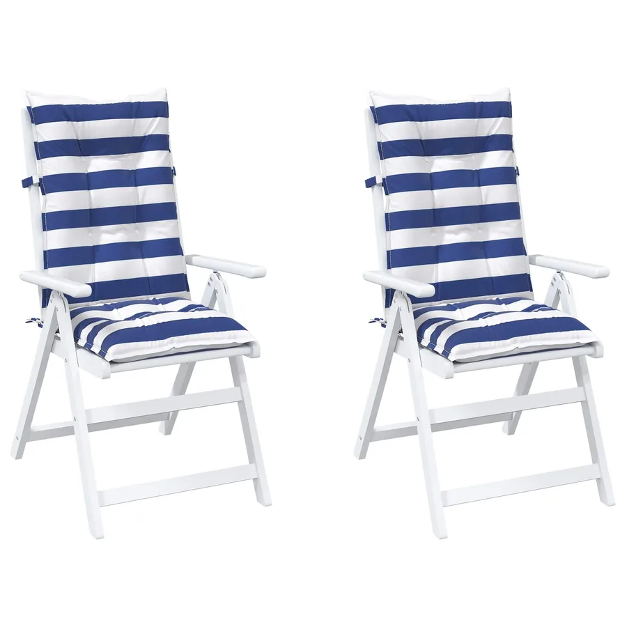Coussin d'extérieur 2 pcs Bleu et Blanc 120 x 50 x 7 cm Tissu - 3