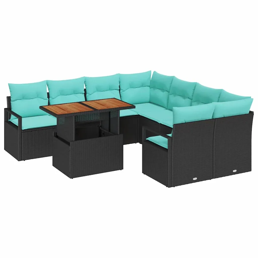 Ensemble de canapé de jardin 9 pc 8-Nombre de places - 2