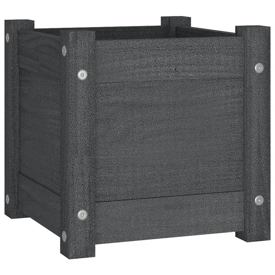 Jardinières d'extérieur 2 pcs Gris 31x31x31 cm Bois de pin - 4
