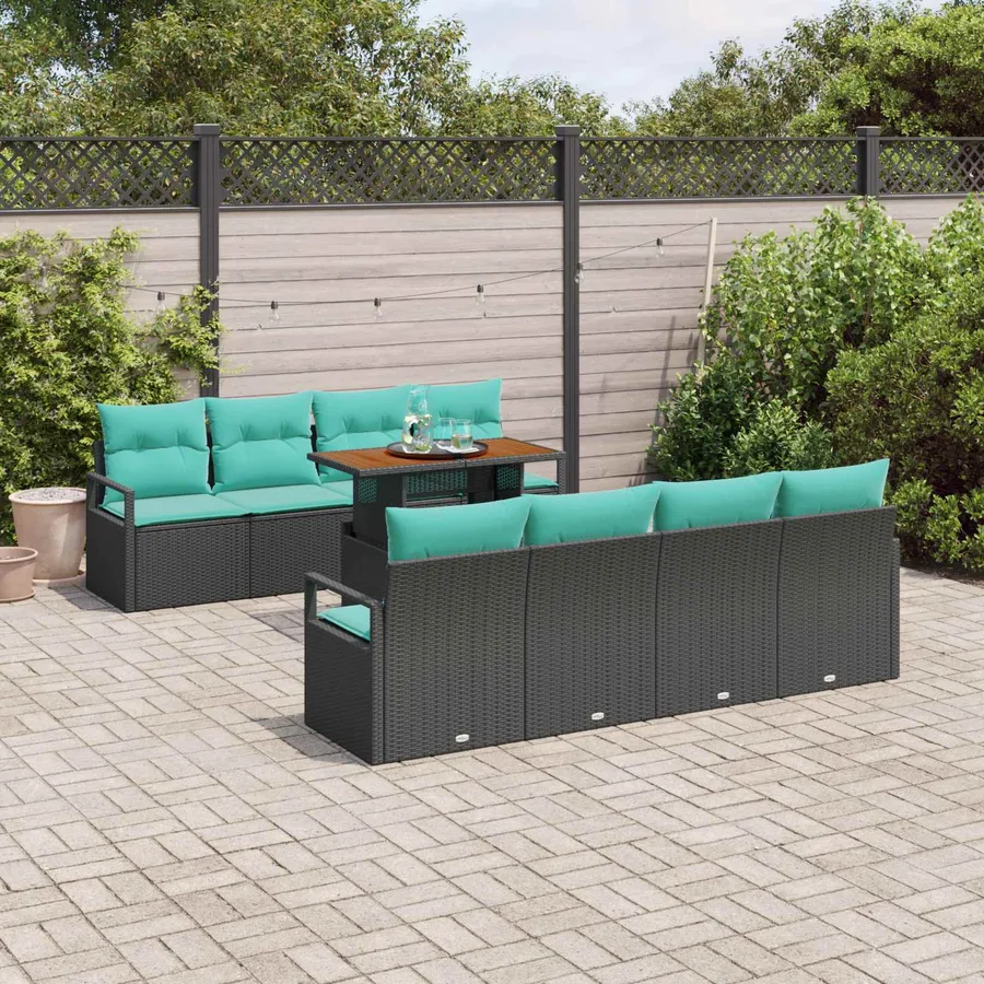 Ensemble de canapé de jardin 9 pc 8-Nombre de places - 3