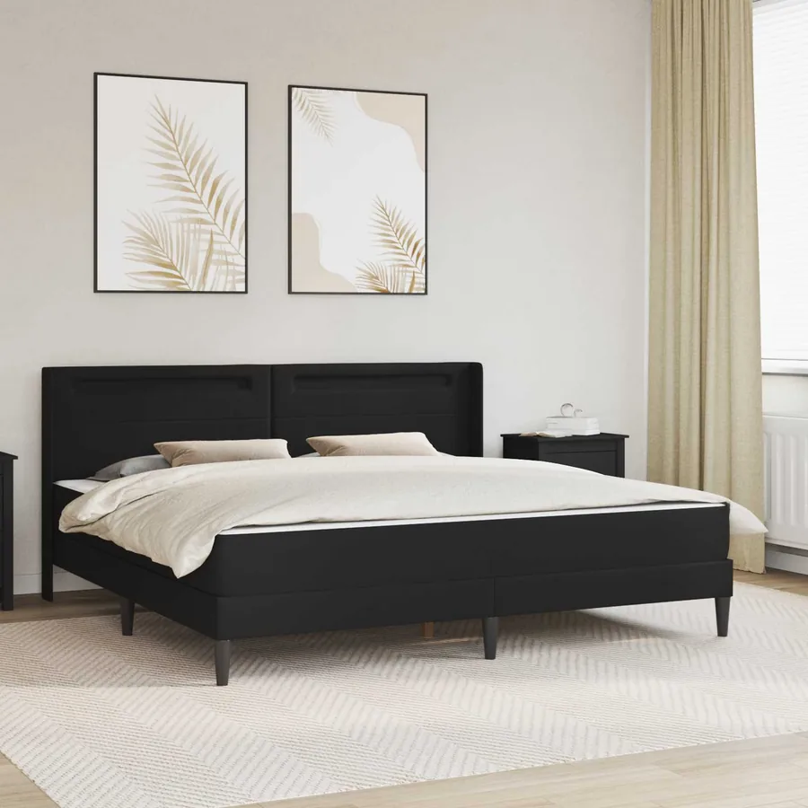Cadre de lit avec matelas Noir 180 x 200 cm Simili cuir