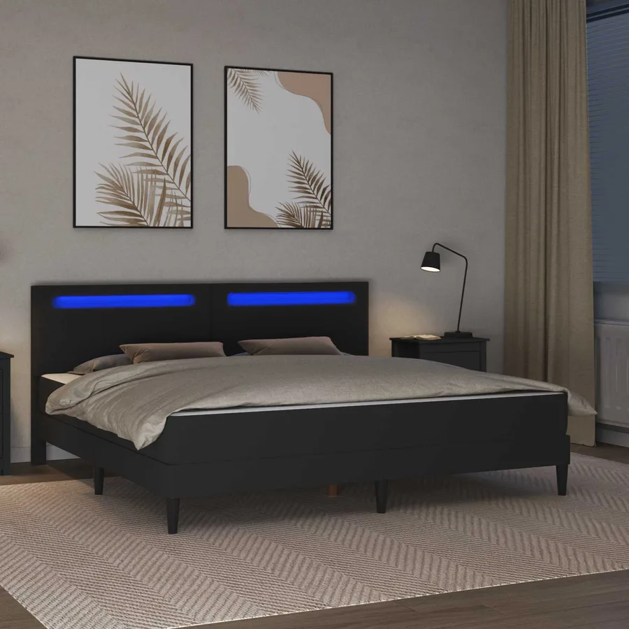 Cadre de lit avec matelas Noir 180 x 200 cm Simili cuir - 4