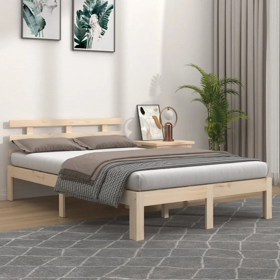 Cadre de lit sans matelas bois massif 140x200 cm