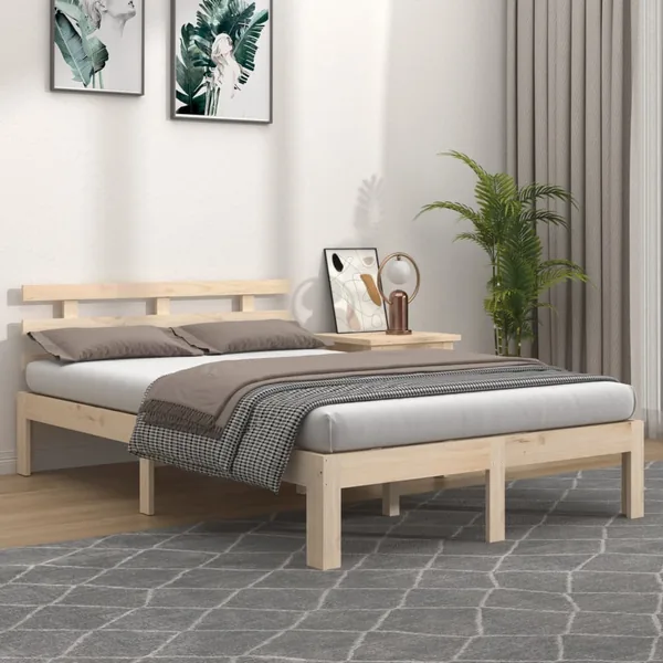 Cadre de lit sans matelas bois massif 140x200 cm