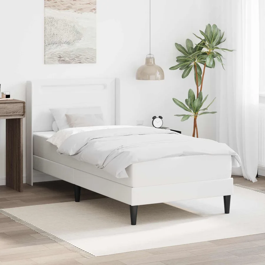 Cadre de lit avec matelas Blanc 100 x 200 cm Simili cuir