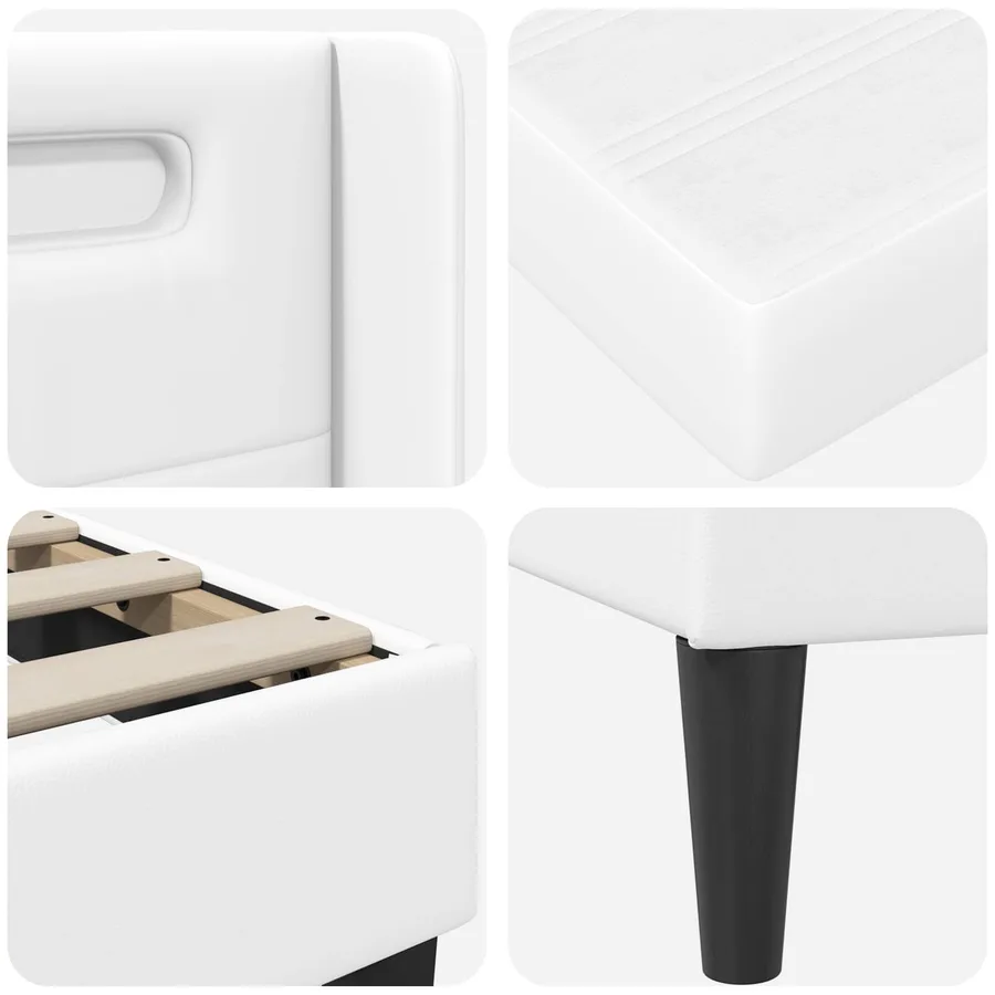 Cadre de lit avec matelas Blanc 100 x 200 cm Simili cuir - 11