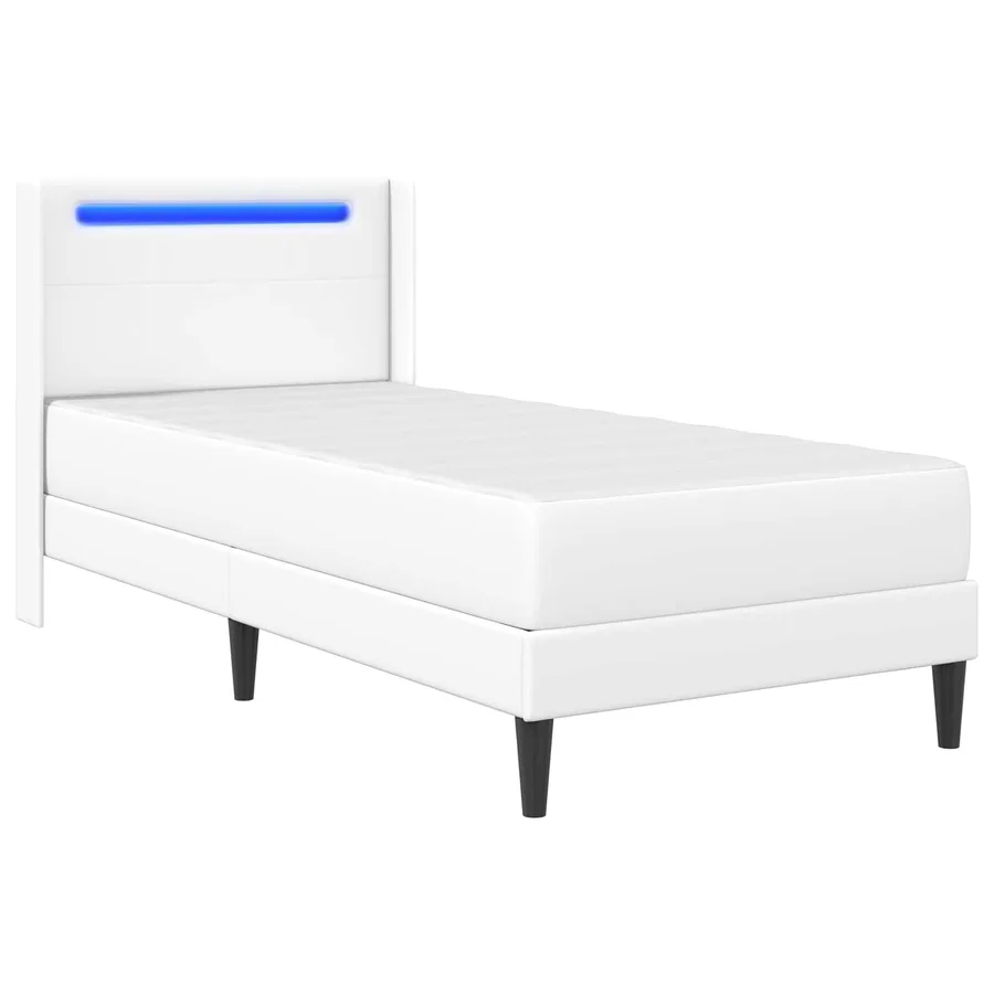 Cadre de lit avec matelas Blanc 100 x 200 cm Simili cuir - 5