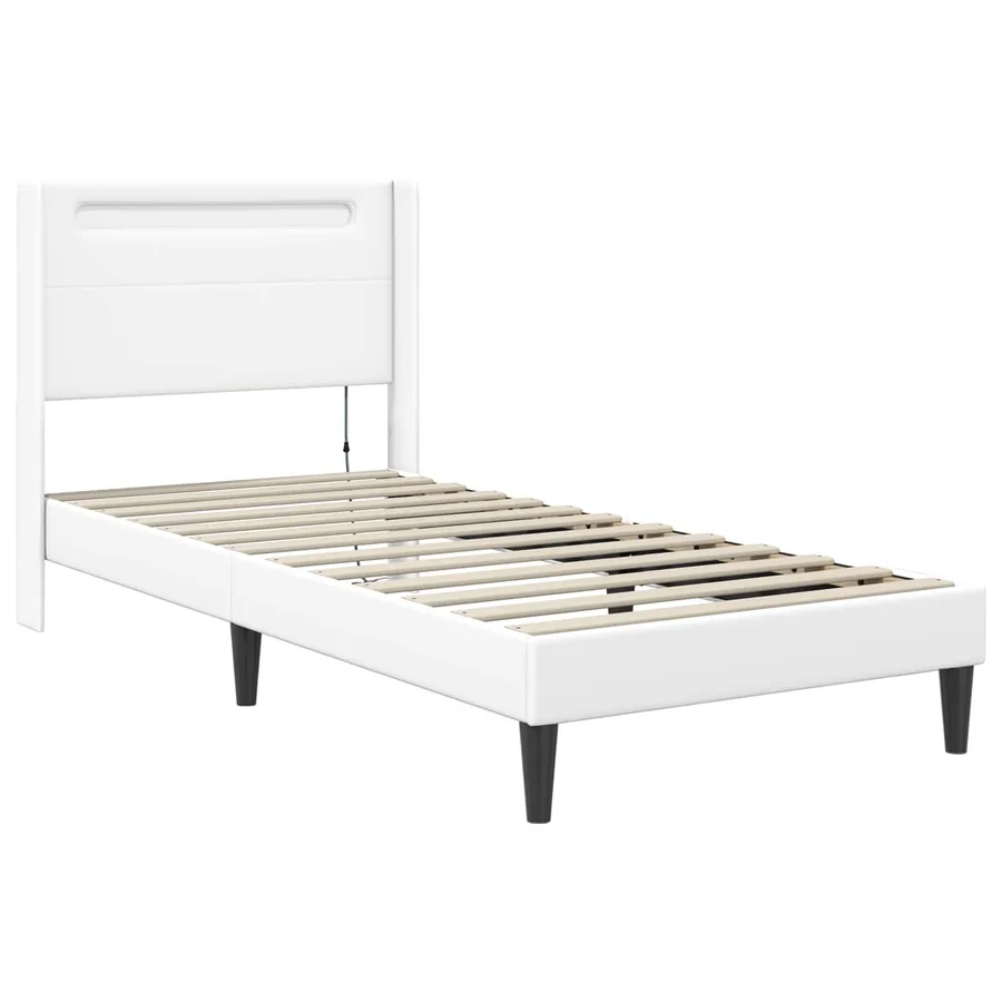 Cadre de lit avec matelas Blanc 100 x 200 cm Simili cuir - 6
