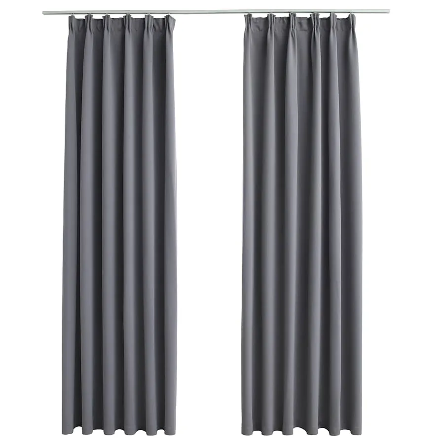Rideaux occultants avec crochets 2 pcs Gris 140x225 cm - 2