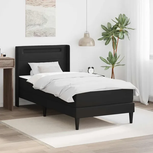 Cadre de lit avec matelas Noir 90 x 200 cm Simili cuir