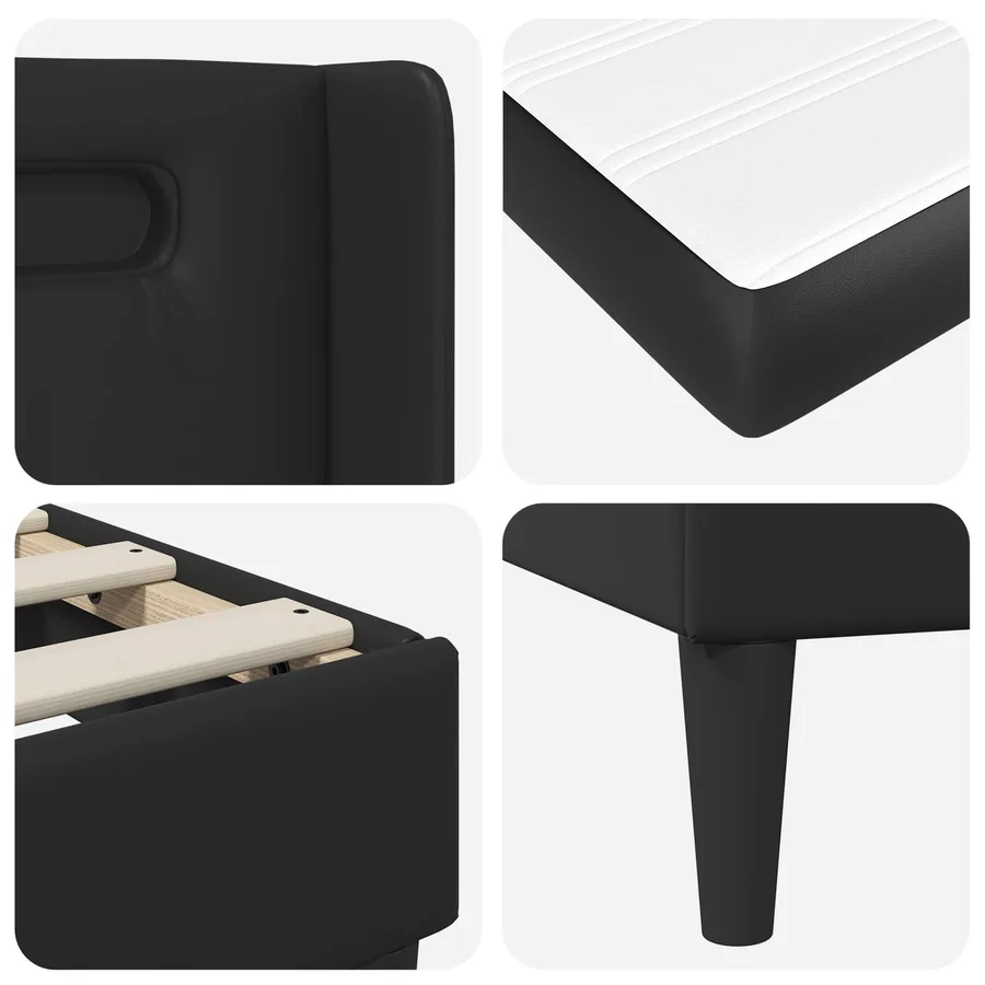 Cadre de lit avec matelas Noir 90 x 200 cm Simili cuir - 11