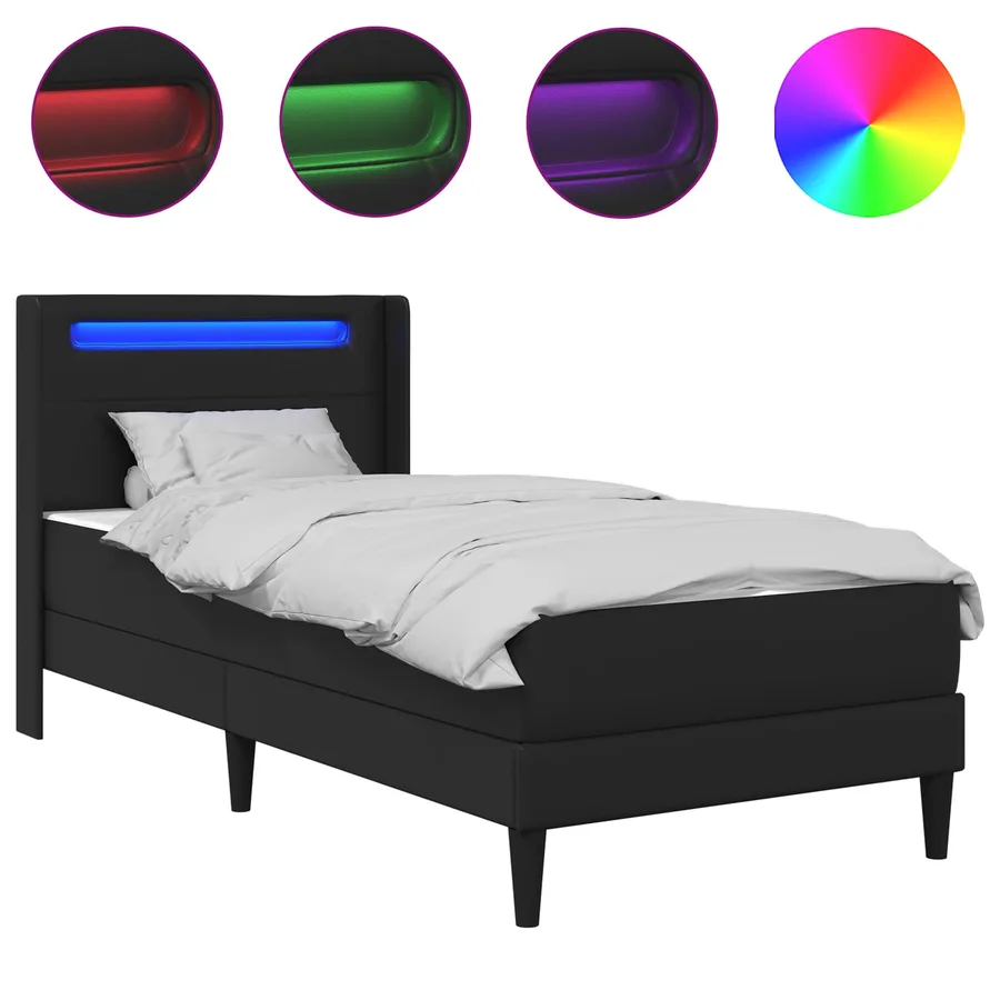 Cadre de lit avec matelas Noir 90 x 200 cm Simili cuir - 2