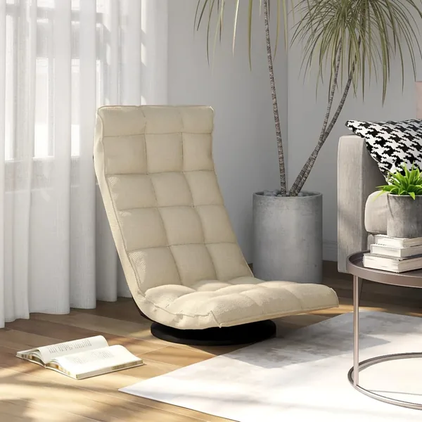Chaise pivotante de sol Crème Tissu