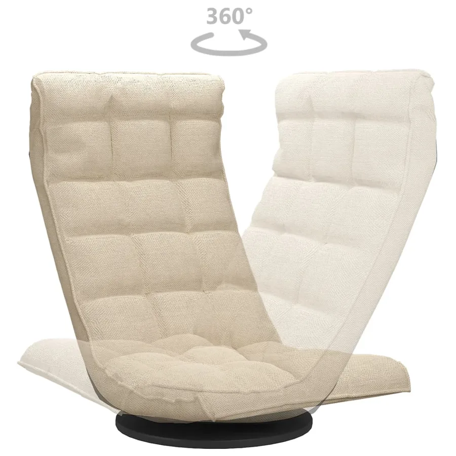 Chaise pivotante de sol Crème Tissu - 5