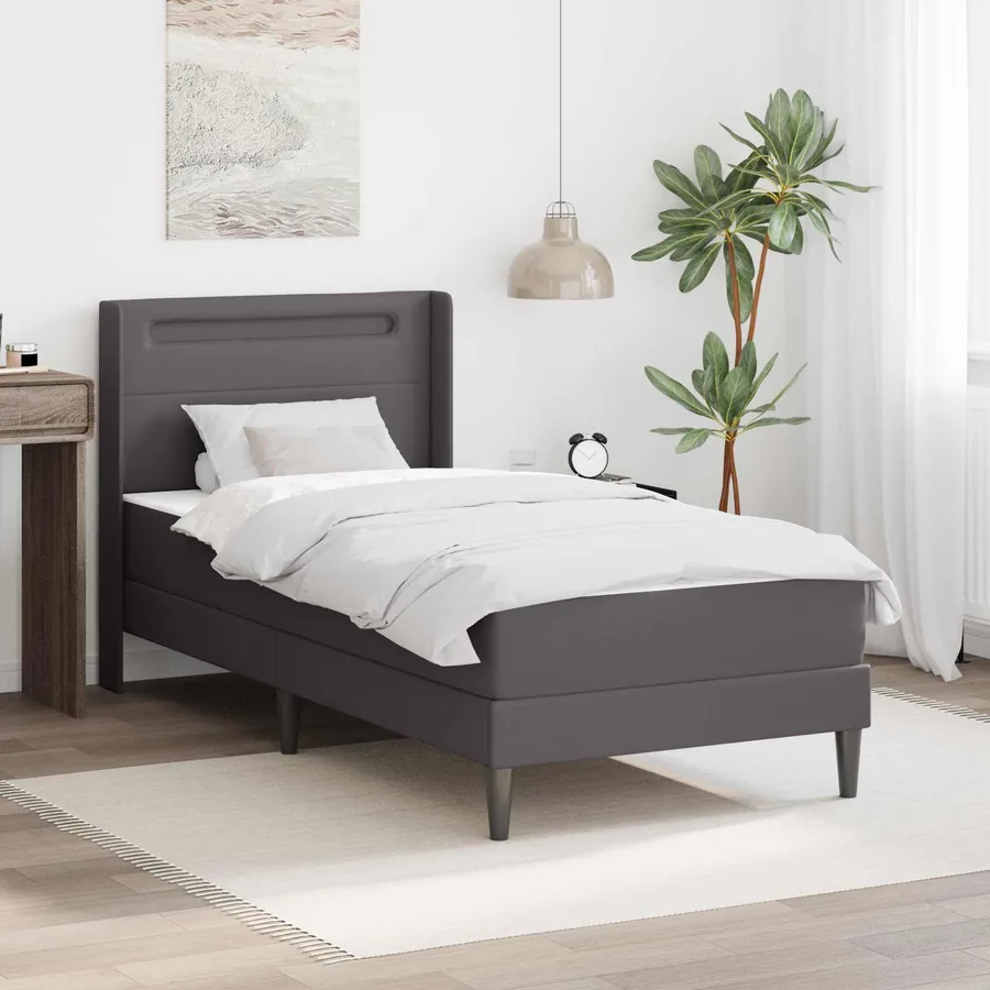 Cadre de lit avec matelas Gris 80 x 200 cm Simili cuir