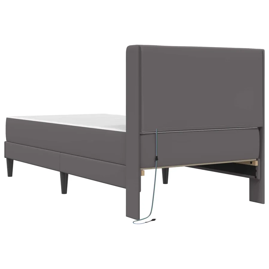 Cadre de lit avec matelas Gris 80 x 200 cm Simili cuir - 10