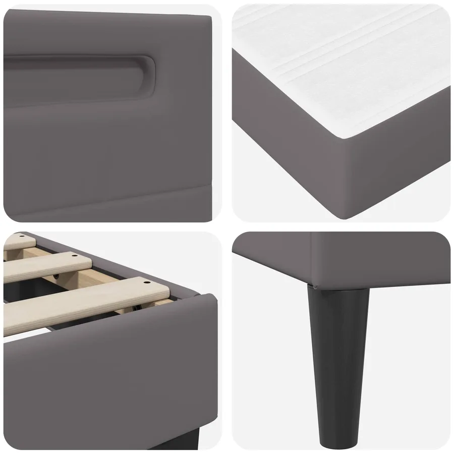 Cadre de lit avec matelas Gris 80 x 200 cm Simili cuir - 11