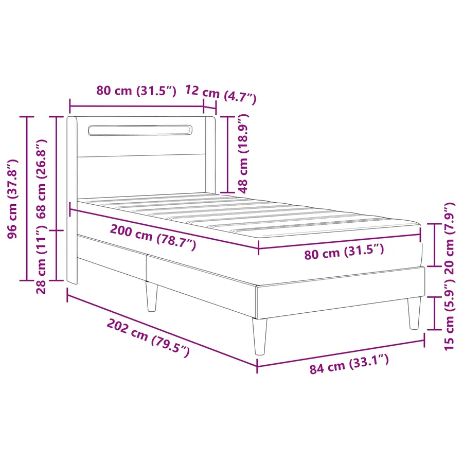 Cadre de lit avec matelas Gris 80 x 200 cm Simili cuir - 14