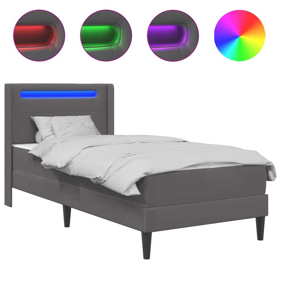 Cadre de lit avec matelas Gris 80 x 200 cm Simili cuir - 2