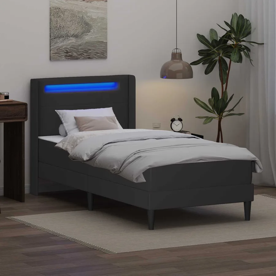 Cadre de lit avec matelas Gris 80 x 200 cm Simili cuir - 4