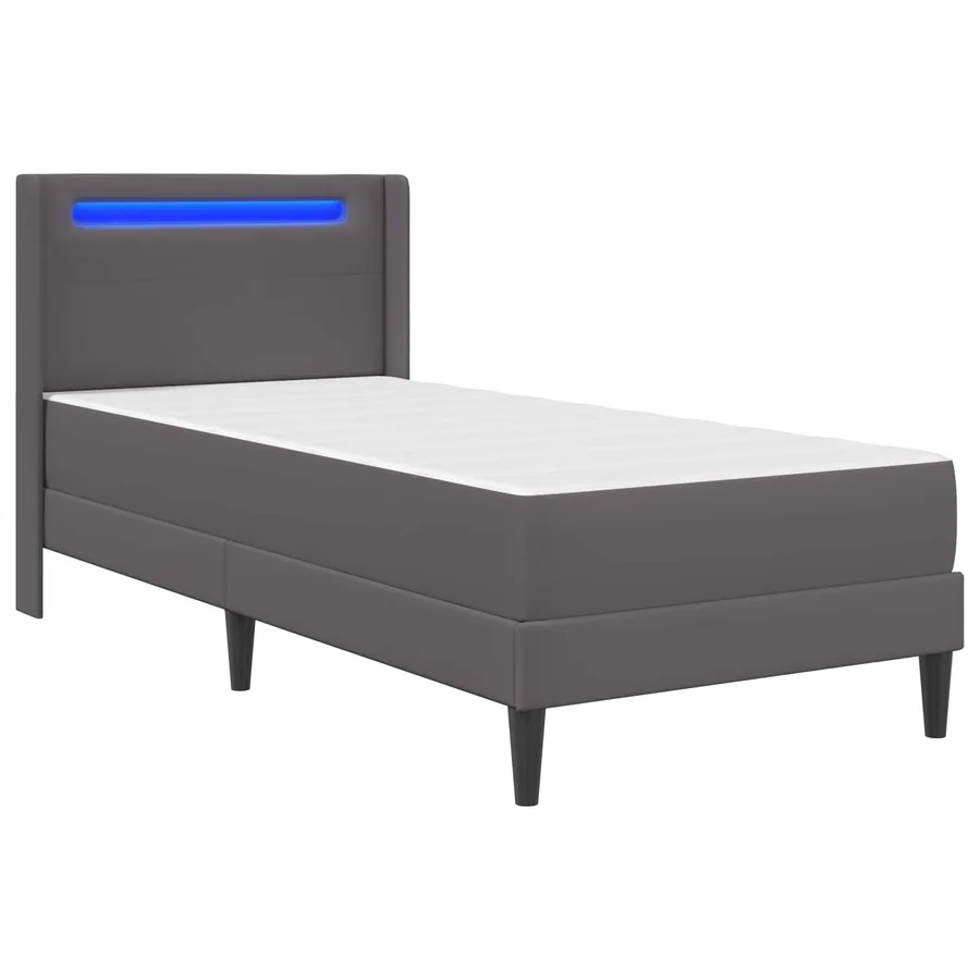 Cadre de lit avec matelas Gris 80 x 200 cm Simili cuir - 5