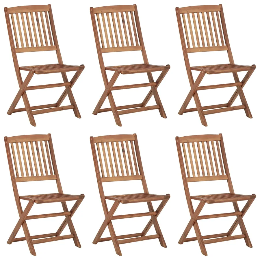 Chaises pliables de jardin lot de 6 avec coussins Bois d'acacia - 2
