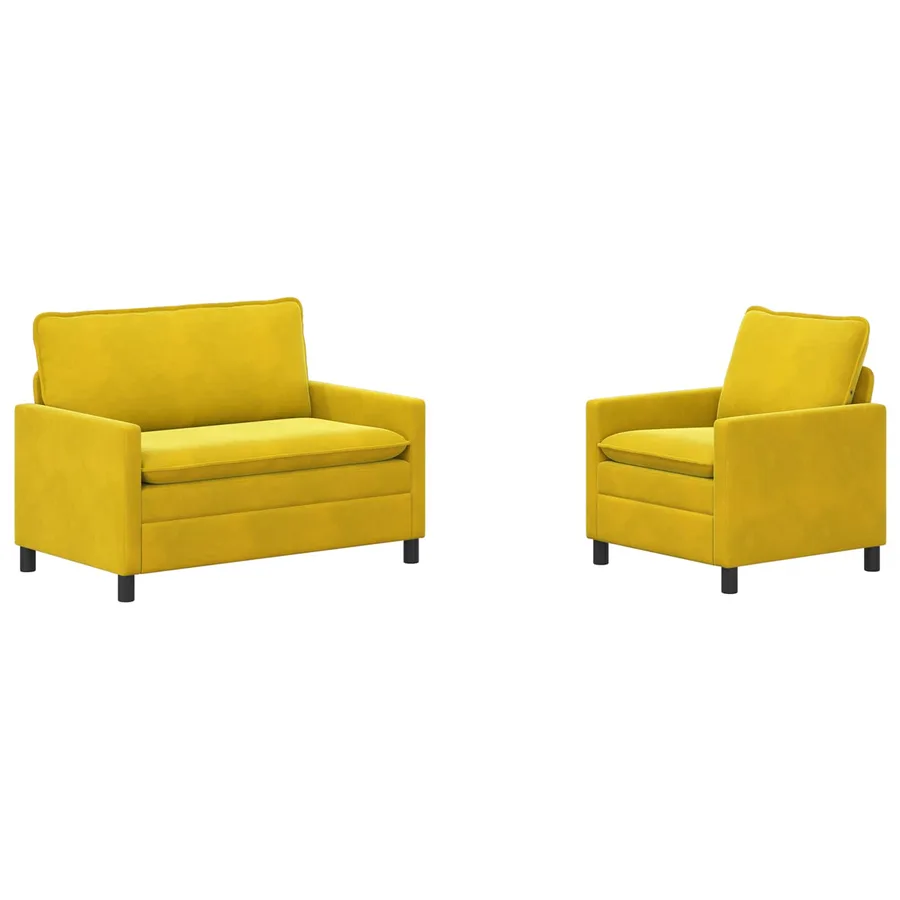 Ensemble de Canapés 2 pcs Jaune Velours - 2