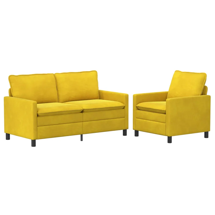 Ensemble de Canapés 2 pcs Jaune Velours - 2