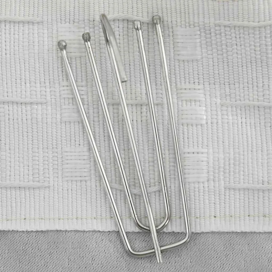 Rideau occultant d'aspect de lin avec crochets beige 290x245 cm - 3