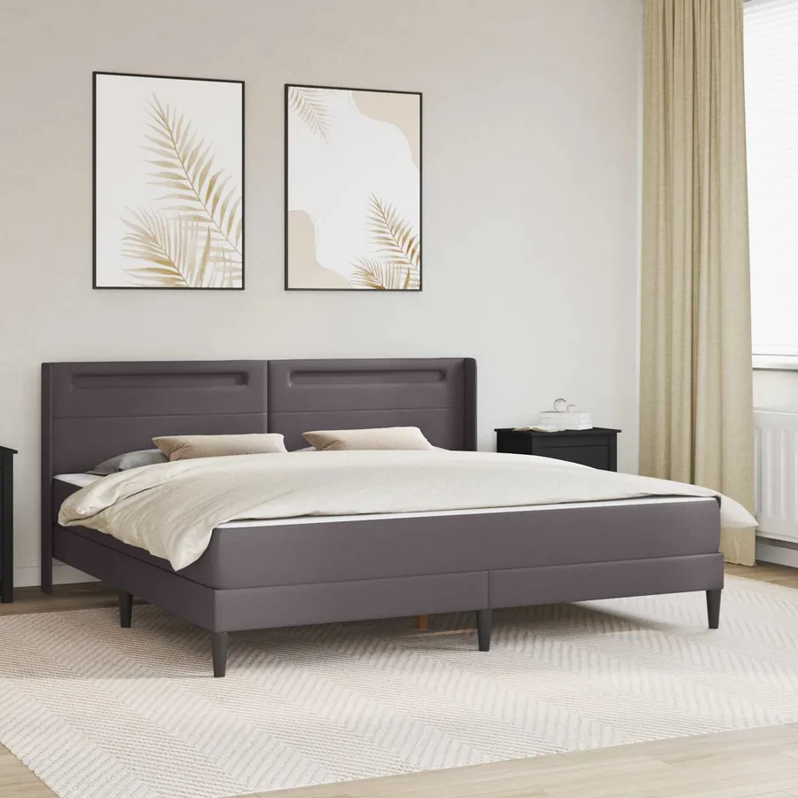 Cadre de lit avec matelas Gris 200 x 200 cm Simili cuir